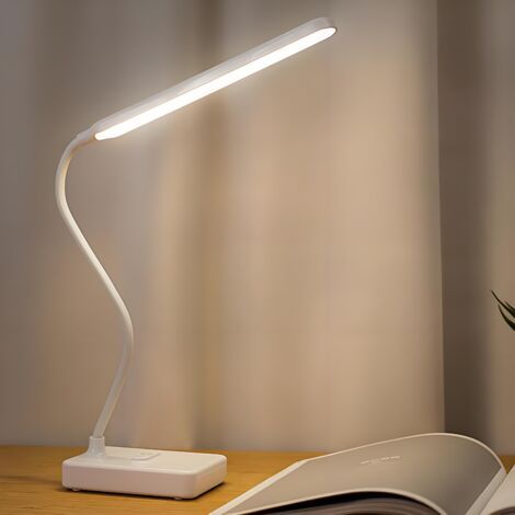 Lampe-Clip Lampe de Bureau à LED à Pince de Lecture Table Lit avec l'Adapteur Luminosité Réglage Soin des Yeux pour le Bureau et le Domicile Flexible à 360° Argent (1/5)