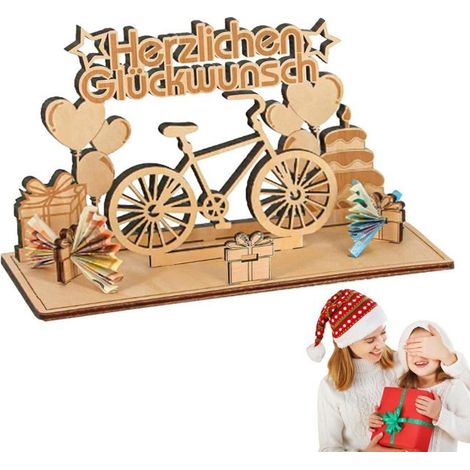 Décoration vélo livre d'or tirelire bois - 1, Cadeau anniversaire noël ami créatif sport - Bois Aucuneary (1/5)