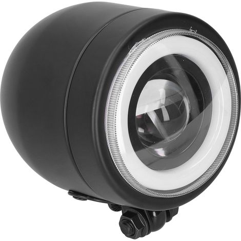 Phares ronds rétro à LED de type angel eye, adaptés aux motos cruisers, motos modifiées, Bobbers, Cafe Racers et autres modèles, avec lumière blanche. (1/5)