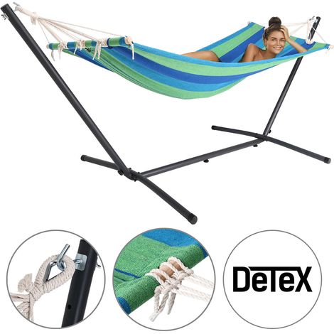 DETEX® Hängematte mit Gestell 100kg Belastbarkeit Reisehängematte Campinghängematte grün