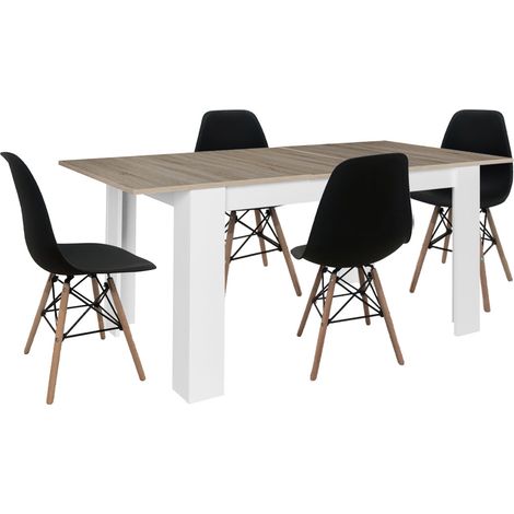 Mesa Extensible de Comedor o Cocina + 4 Sillas Estilo Nordico (1/5)