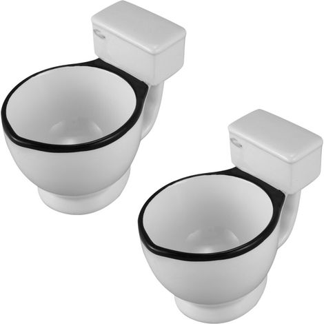 2 tazas de cerámica originales para el inodoro con asa, 300 ml, para café, té, leche o helado. Taza divertida para regalar. (1/4)
