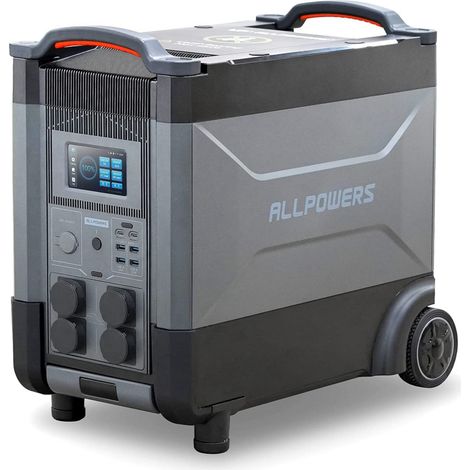 ALLPOWERS R4000 Tragbarer Powerstation, Solargenerator 3600Wh LiFePO4 Batterie mit 4000W AC Ausgang, Schnell Aufladen, Erweiterbare Kapazität bis zu 21600Wh für Camping, Wohnmobil, Haus Stromausfälle