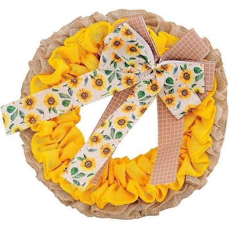 Couronne de tournesols pour porte d'entrée, Couronne de tournesols pour porte, Couronne de printemps et d'été (1/4)