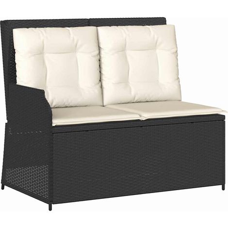 Banc de jardin,Banquette de jardin,Chaise avec coussin Noir Poly rotin CFW56454 (1/5)