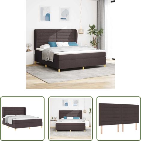 Matratze -  Boxspringbett mit Matratze Dunkelbraun 200 x 180 cm Stoff (1/5)