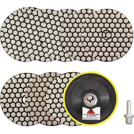 8 Pièces - Disque Diamant - Tampon Polissage - Pour Granit Marbre Pierre - Sec Rapide Durable - Noir Gris - 100x3mm (1/5)