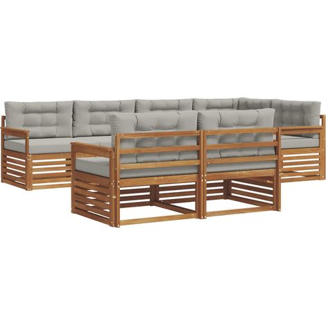 Outdoor Sofa Set with Cushion 7 pcs Natural and Light Grey vidaXL (1/5)