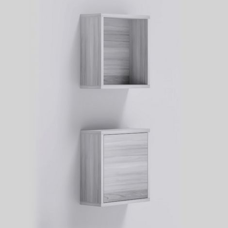 Ogomondo pensile a giorno in laminato e pensile con anta bagno olmo chiaro (1/3)