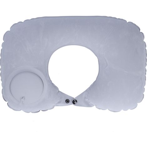 Coussin gonflable automatique en forme de U, gris, pour avion, voiture, bureau, train, maison, pression automatique. (1/5)
