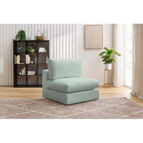 BOBOCHIC - Chauffeuse 1 place pour canapé modulable PARIS tissu bouclette Vert (1/5)