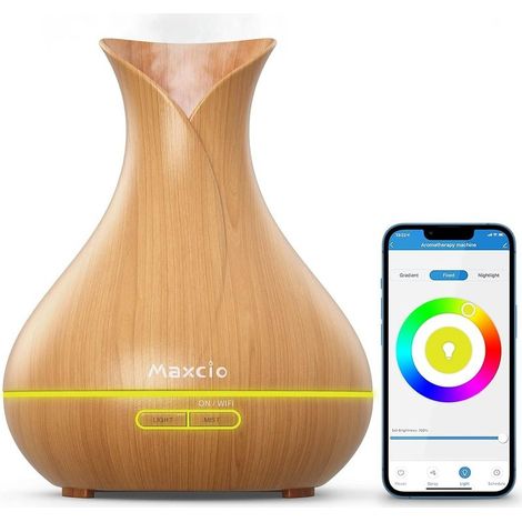 Diffuseur d'Huiles Essentielles WiFi, Humidificateur d'air Ultrasonique WiFi Compatible avec Alexa et Google Home, Diffuseur de Parfum avec 7 LEDs, Contrôle à Distance par l'APP, Minuterie (1/5)