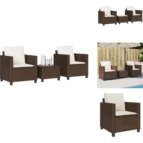 Ensemble de bistro 3 pcs avec coussins marron résine tressée - Meubles De Jardin - Salon De Jardin - Set De Bistro - Résine Tressée - Mobilier Extérieur (1/5)