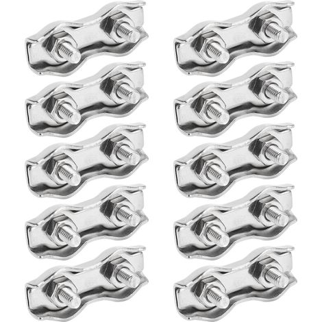 10 Stück Stahlseil-Spannfutterverriegelung 304 Edelstahl M3 Doppelclip-Klemme für Industriemechanismen (1/5)