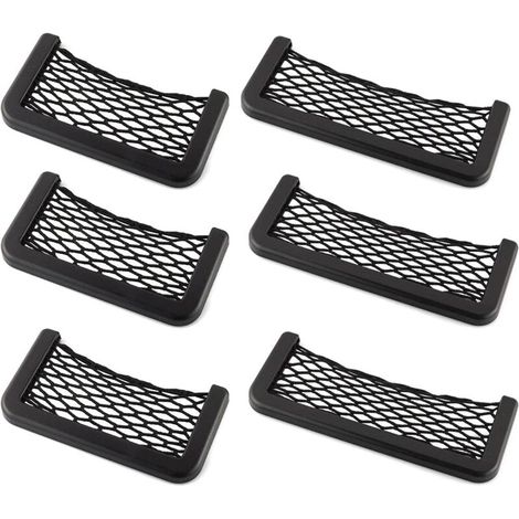 YMYNY Filet de rangement pour voiture, lot de 6 pièces, organiseur de coffre noir, filet de rangement en maille pour voiture (1/4)