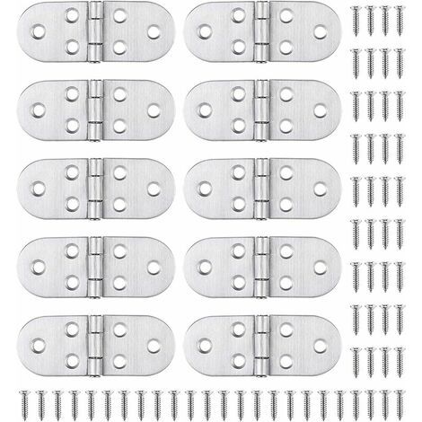 10 charnières en acier inoxydable avec vis, montage facile et robuste, pour table pliante, porte de placard, trappe, guindeau de bateau (1/5)
