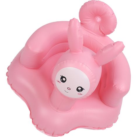 Chaise gonflable pour bébé avec pompe à air intégrée, motif lapin en PVC souple, dossier confortable, canapé d'éveil pour bébé, pour s'asseoir et se baigner. (1/5)