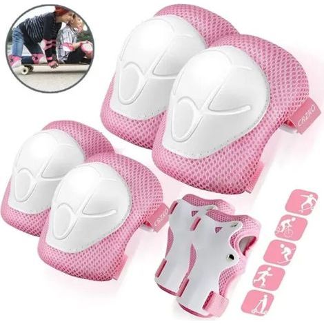 pair Barn knäskydd Ensemble de protections de genoux pour enfants 1 type d'équipement de protection (rose) (1/4)
