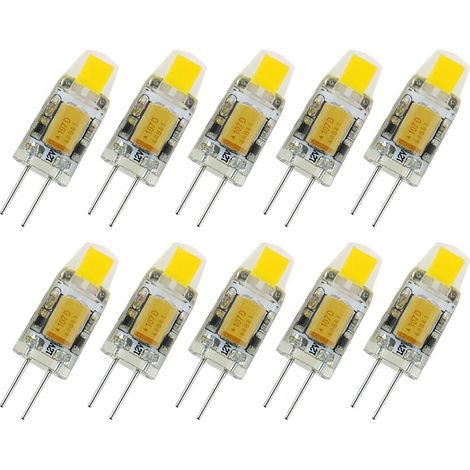Lot de 10 ampoules LED G4 12 V AC/DC COB Ampoule LED 3 W Blanc froid R Angle de faisceau 360 [Classe énergétique A+]