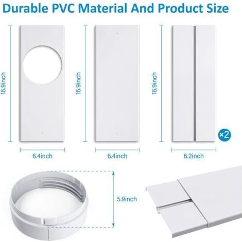 Universal Window Kit for Portable Air Conditioner Exhaust Pipe with Coupler AC Ventilation Kit Adjustable PVC Seal for Sliding Window (for 15cm Pipe)
