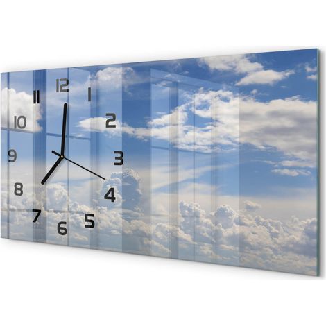Horloge Murale Panoramique Minimaliste 60x30 cm Design Épuré Moderne Nuages dans le ciel (1/5)