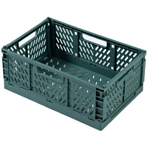 BUNTHAUS Panier de rangement pliable en plastique, vert foncé, format moyen, usage domestique
