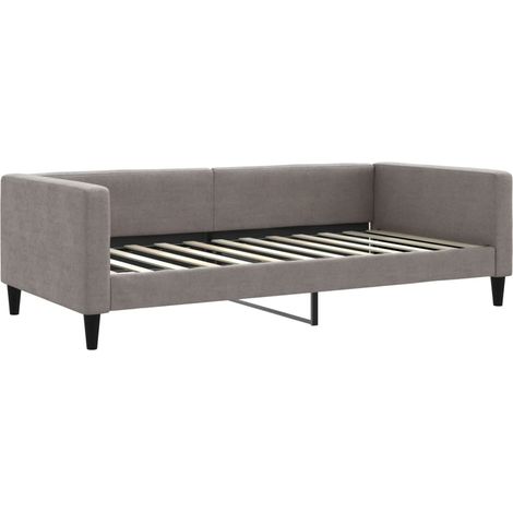 Lit simple Lit adulte Lit de repos taupe 100x200 cm tissu (1/5)