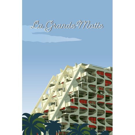 Tableau sur toile illustration la Grande Motte 30x45 cm - Impression sur Toile Murale Décorative - Image imprimée en HD sur Toile - Toile sur Châssis en Bois FSC - Fabriqué en France (1/5)
