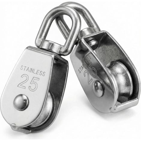 2 Pcs Poulie de Levage M25 Poulie Simple en Acier Inoxydable 304 pour pour Câble Diamètre 11mm Pivotant à 360°Charge 150kg (1/5)