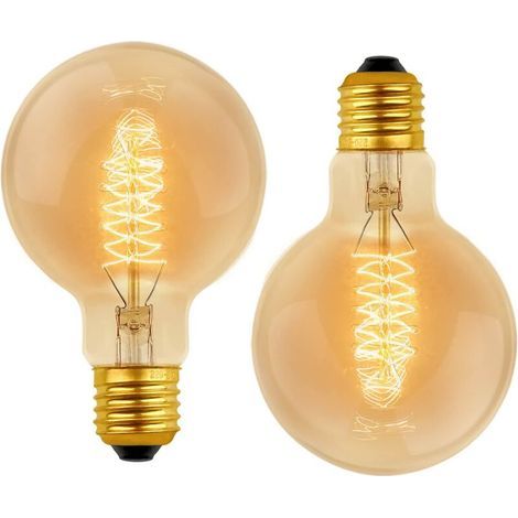 Lot de 2 Vintage G80 E27, 40W Blanc Chaud 2700K, AC 220V, Ampoules de Décoration à Incandescence Rétro E27 Spirale Tungstène Filament Lampe (1/5)