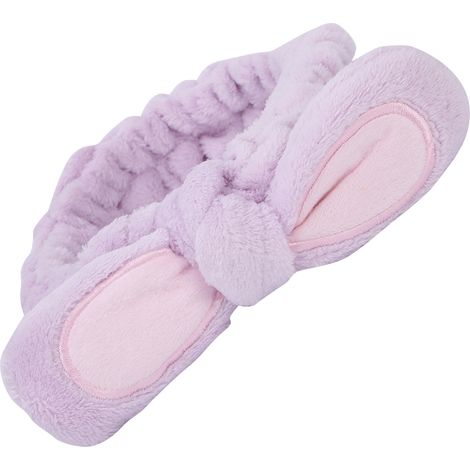 Bandeau nettoyage visage femme oreilles lapin élastique pour SPA maquillage soin peau violet (1/5)