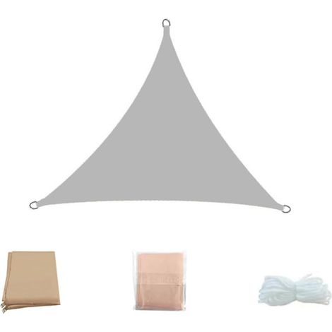 Tenda parasole triangolare grigia 3x3x3 m, in tessuto Oxford impermeabile con protezione UV al 98% e corda per patio, giardino e feste. (1/5)
