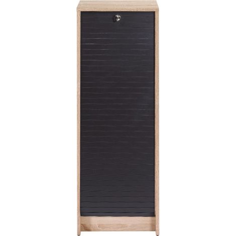 Beaux Meubles Pas Chers – Classeur à rideau en chêne bicolore 5 niches – Dimensions L 37.8 x H 103.8 x P 38.4 cm – Fermeture à clé – Meuble éco-conçu
