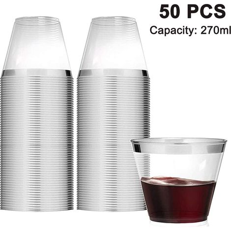 Verre En Plastique - 9 Oz - Bord Renforcé - Transparent - Pour Fêtes Et Événements - Lot De 50 (1/5)