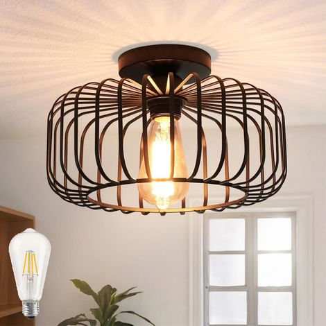 Lumière Chaude Chambre Plafonnier - Plafonnier avec Cage Couloir Cuisine - Applique pour Salon, Semi-Encastré, Industriel, Métal (1/5)