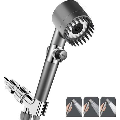 Pommeau de Douche Haute Pression Economie Deau Pommeau Douche Anti Calcaire,Haute Pression Pomme avec 4 Modes de Jet,Shower Head de Massage,Arrêt de L'eau à Une Clé,Douchette à Main