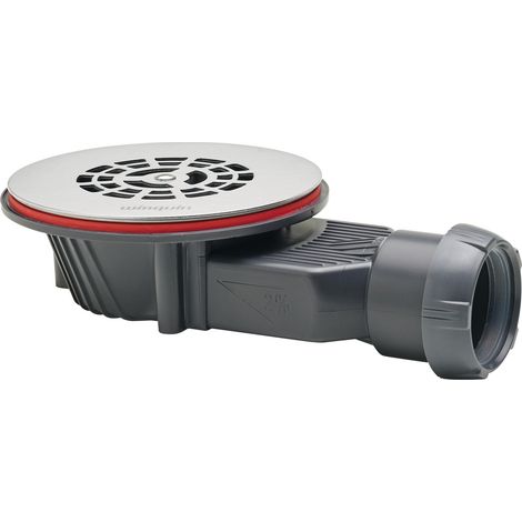 Bonde de douche Slim+ pour receveur extra plat en Ø90 avec grille plate inox brossé, Wirquin 30723367, chromé