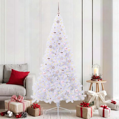 vidaXL Sapin de Noël artificiel avec 300 LED Blanc 210 cm PVC et Acier (1/5)