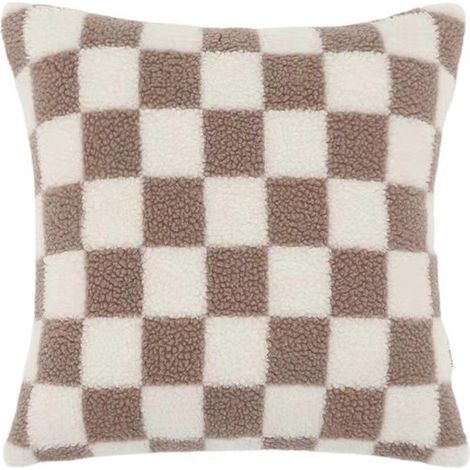 Housse de coussin ultra douce pour la décoration intérieure, coussin à carreaux à poils courts et moelleux pour canapé, coussin de canapé, coussin de sol (1/3)