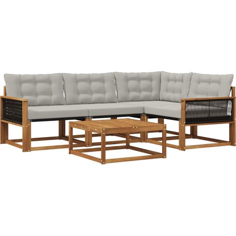 Outdoor Sofa Set with Cushion 5 pcs Natural and Light Grey vidaXL (1/5)