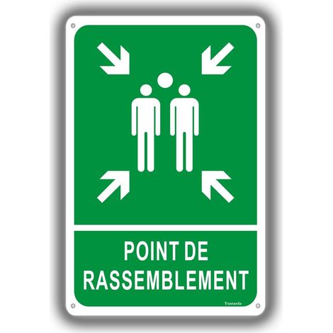 Panneau Point de Rassemblement,20x30cm Panneau de sécurité Métal en Aluminium de 1 mm-Revêtement réfléchissant et Résistant aux UV (1/5)