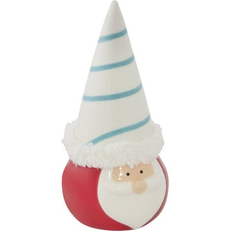 Gnome de Noël rayé en céramique bleu H. 18 cm - Feeric lights & christmas