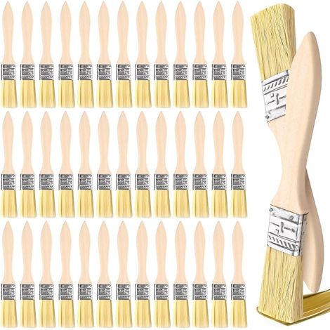 Lot de 40 pinceaux de Peinture 23 mm, pinceaux Plats à Manche Bois pour Mur, lasure, Huile, Teinture et Vernis, Poils épais 1,4 cm, 8 Lots de 5 brosses pour Bricolage (1/5)