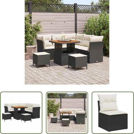 Gartenmöbel - Gartensofa-set 8 pcs Schwarz Poly-Rattan (1/5)