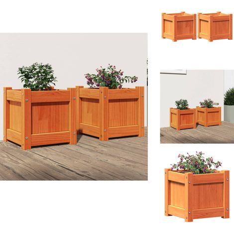 Jardinières 2 pcs cire marron bois de pin massif - Jardiniere En Bois - Jardinerie - Decoration Exterieur - Pot De Fleurs - Balcon (1/5)