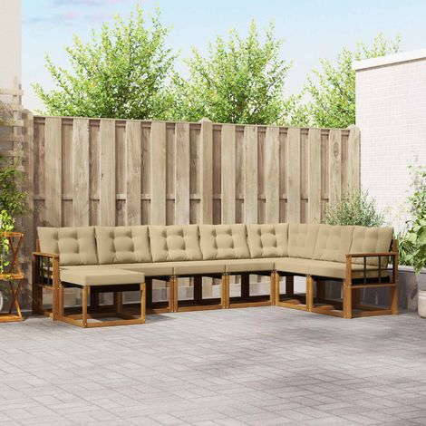 vidaXL Outdoor-Sofagarnitur mit Kissen 8 pcs Natur und Beige (1/5)