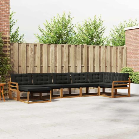 Outdoor-Sofagarnitur mit Kissen 21 pcs Natürlich und Schwarz