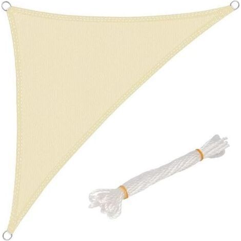 Dreieckiges Sonnensegel 3x3x3 m, atmungsaktives HDPE, Sonnenschutzgewebe, 85 % UV-Schutz, winddicht, für Garten, Terrasse, Camping, Creme (1/5)
