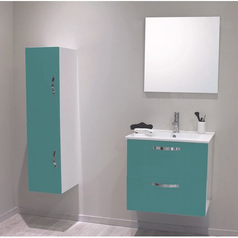 ONDEE ZEN - 2 Façades de tiroir MIXY - pour meuble de salle de bain - 80cm - Vert d'eau - Laqué (1/4)