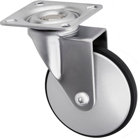 SO-TECH Design-Möbelrolle LINDAU (Ø 75 mm, 35 kg Tragkraft pro Rolle, mit Montageplatte, silbergrau)